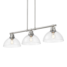 Golden 3602-3LP PW-CLR - Yep by Golden Lighting Duncan 3-light Island Light in Pewter and Clear Glass
